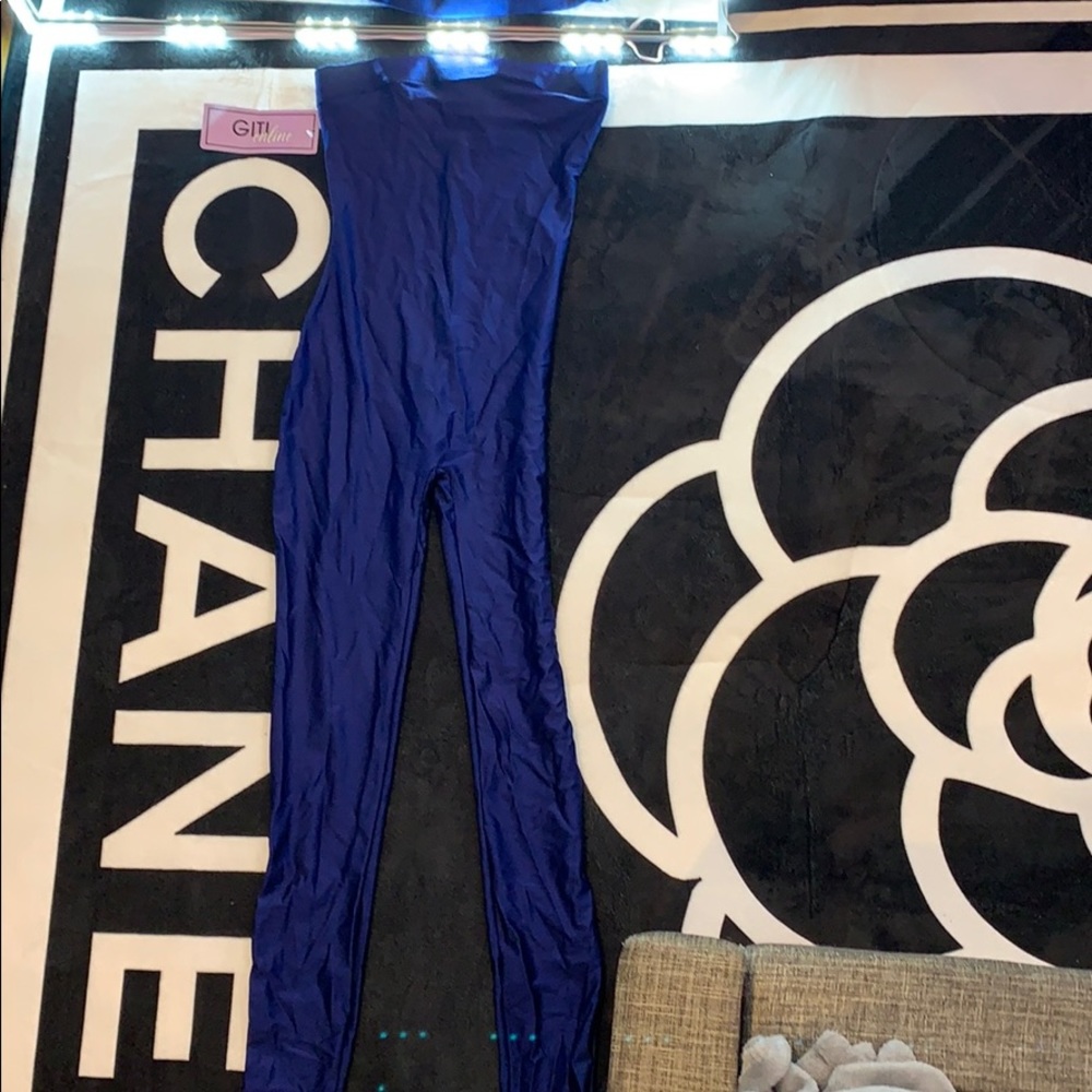 Royal Blue Satin Jumpsuit.